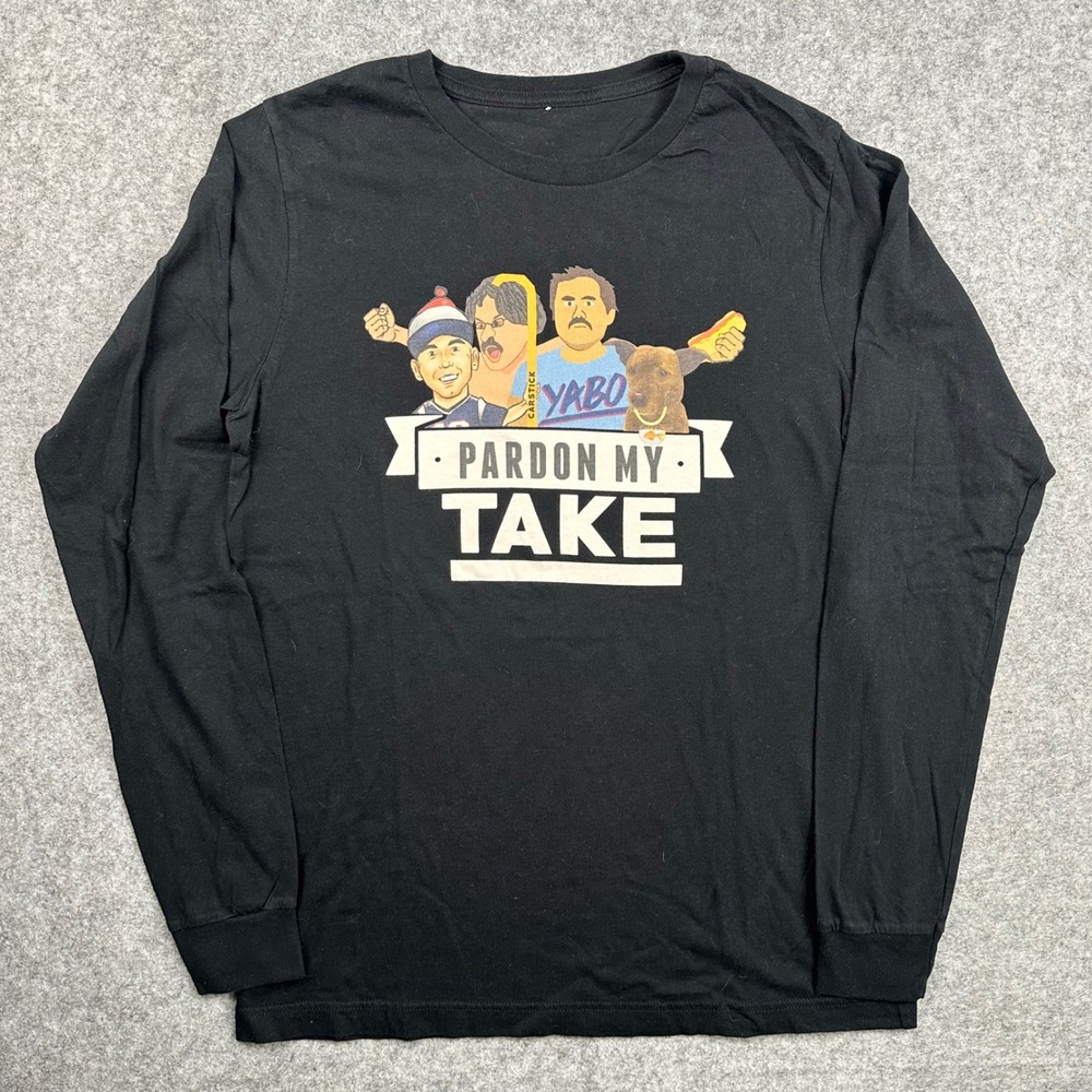 Barstool Sports Pardon My Take Long Sleeve Tee Small Black PMT Podcast Shirt